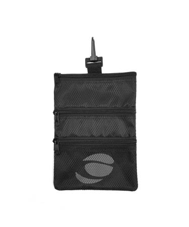 Orlimar Detachable Golf Accessory Pouch, 3 Zippered Pockets for Valuables and Golf Accessories, Clips to Your Golf Bag for Extra Storage and Easy Access. Black