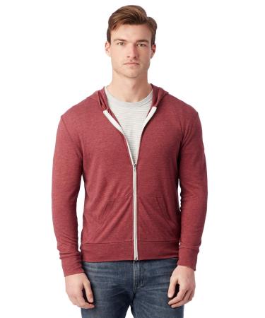Alternative Men's Hoodie, Eco Zip Up Camo Triblend Jersey Hooded Sweatshirt 3X-Large Eco True Currant