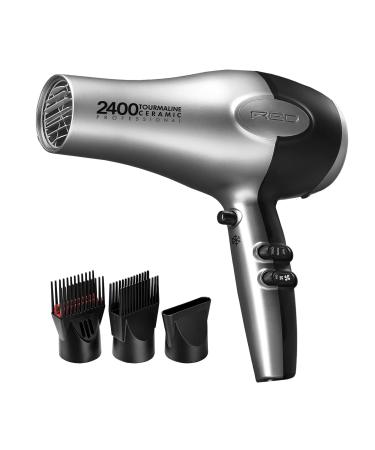RED by Kiss Hair Dryer 2400 Tourmaline Ceramic Technology Professional Blow Dryer Maximum Shine Fast Drying Adjustable Settings 3 Attachments Salon Quality