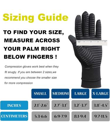 2 Pairs Full Finger Copper Arthritis Compression Gloves with Touchscreen for Carpal Tunnel Hand Pain Rheumatoid Arthritis Osteoarthritis Tendonitis Joint Swelling Fit Women Men (M) Medium Black - Buy Online on GoSupps.com