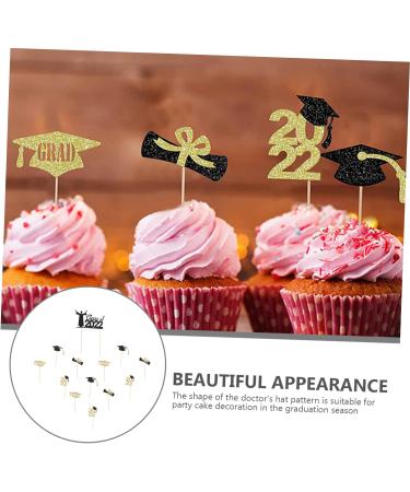 Warmhm 13pcs Graduation Season Cake Insert Dessert Toppers Cardstock Topper 2021 Graduation Party Decorations Graduation Cupcake Picks Graduate Toothpick Glitter Paper Card Stock - Buy Online on GoSupps.com