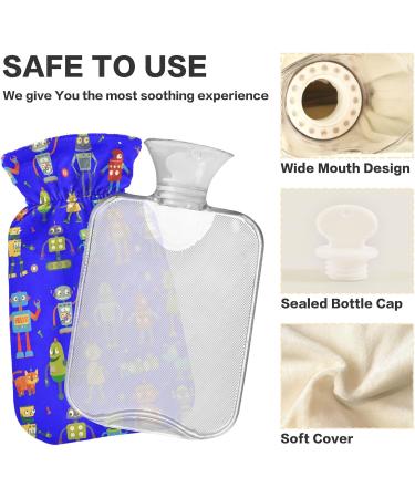 NAANLE Cartoon Robot Heated Hot Water Bottle 1L - Transparent Bed & Foot Pain Relief | Warm & Cold Therapy - Buy Online on GoSupps.com
