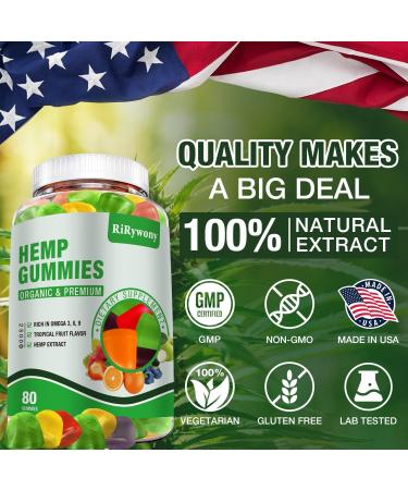 Hemp Gummies (3 Packs), High Potency Edible Gummies Extra Strength Mood Focus Calm Organic Hemp Oil Extract Vegan Bear Gummy - 240 Counts Candy 80 Count (Pack of 3) - Buy Online on GoSupps.com