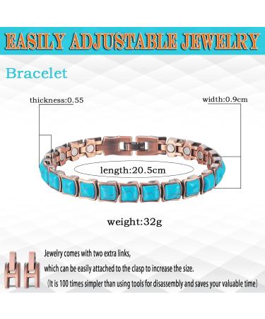 Yinox Magnetic Therapy Copper Bracelet for Women | Relief from Arthritis & Wrist Pain | Stylish Turkish Turquoise Design (3500 Gauss) - Buy Online on GoSupps.com