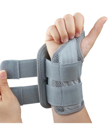 Carpal Tunnel Wrist Brace Adjustable Wrist Support Brace Night Wrist Sleep Supports Splints Arm Stabilizer (Right Hand S/M Grey) Right Hand S/M Grey