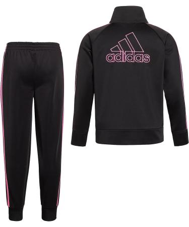 adidas Girls Zip Front Tricot Jacket and Joggers Set - Black/Pink - Size 6 Plus - Buy Online on GoSupps.com