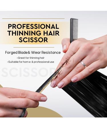 JASON Professional Hairdressing Scissors Set - 6.5 Hair Cutting & Thinning Scissors - Black Gold Hairdresser Set - Buy Online on GoSupps.com