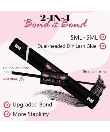 PRO Upgraded Lash Bond Cluster Lash Bond 2 IN 1 - Long Lasting Glue (10ml Black & Clear Bond) - Buy Online on GoSupps.com
