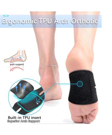 Unisex Arch Support Bands for Flat Feet & Plantar Fasciitis - Adjustable Compression Orthotics for Men & Women (Black 1 Pair - Buy Online on GoSupps.com