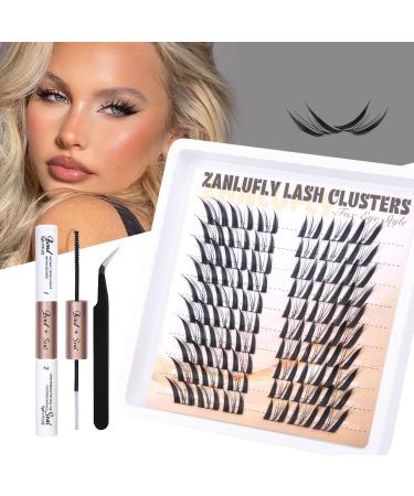 Lash Clusters Kit - Fox Eye Manga Lash Extensions | Natural Wispy Cat Eye DIY Lashes with Bond & Seal Applicator | International Shipping Available - Buy Online on GoSupps.com