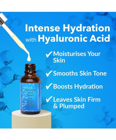 DERMAWORKS Hyaluronic Acid Serum Anti Aging Face Serum for Women & Men | Hydrating & Skin Brightening Treatment - 30ml - Buy Online on GoSupps.com