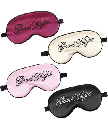 4Pcs Satin Sleeping Mask Set - Soft Blackout Eye Masks with Adjustable Straps for Comfort | Ideal for Sleep Meditation and Travel - Unisex for Women Men & Kids - Buy Online on GoSupps.com