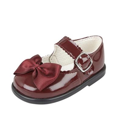 Early Days Baypods Toddler Shoes with Hard Sole Baby Girls First Walking Shoes with Anti-Slip Sole First Walkers Made in England 5 UK Child Burgundy Patent