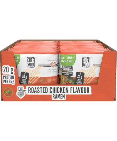 CHEF WOO ROASTED CHICKEN PILLOW FLAT PACK (PACK OF 24) | Made with Organic Ramen Noodles | Plant Based Protein | Certified Vegetarian Vegan Kosher Halal | Made with better for you ingredients| Amazing flavour - Buy Online on GoSupps.com
