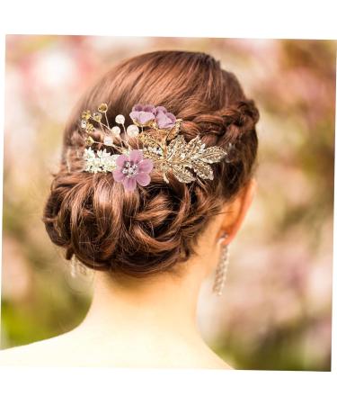 FRCOLOR 1 Set crown leaf pearl flower copper wire manual comb u shape hairpin girls hair accessories Hair up hair clip headgear hair comb flower Imitation pearls girl wedding - Buy Online on GoSupps.com