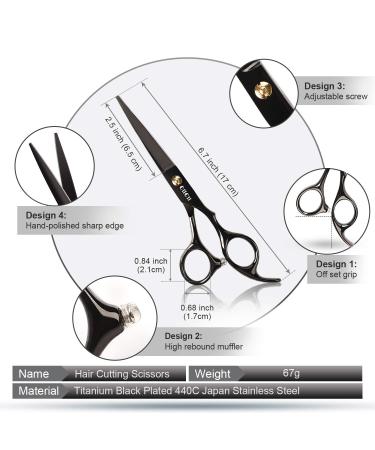 CIICII Hair Cutting Scissors Set - Professional Hairdressing Shears for Men, Women, and Pets - Home Salon and Barber Kit - Black Hair Scissors - Buy Online on GoSupps.com