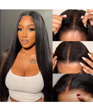 VELOMA Wear And Go Glueless Wigs Human Hair Pre Plucked Straight Lace Front Wigs Human Hair 180% Density Upgraded No Glue 5X5 HD Lace Closure Wigs Human Hair For Black Women With Baby Hair 22 Inch 22 Inch 5x5 HD Lace Wig