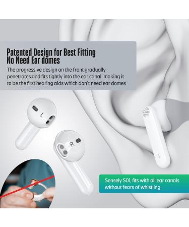 Sensley S01 Rechargeable Hearing Aids for Seniors & Adults - Noise Canceling Invisible Amplifier with Portable Charging Case (Pearl White) - Buy Online on GoSupps.com