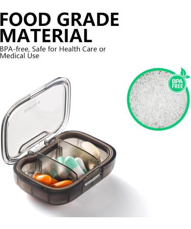 Sukuos 2 Pack Small Pill Box - Travel Pill Organizer with 3 Compartments for Medicines Vitamins & Supplements - Portable Daily Pill Case in Black - Buy Online on GoSupps.com
