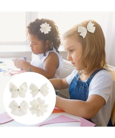 Cute Rhinestone White Pearl Hair Bows - Wedding Hair Accessories for Girls & Women - Buy Online on GoSupps.com