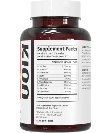 Kion Aminos Essential Amino Acids Capsules - Muscle Recovery, Reduced Cravings, Better Cognition & Immunity - 30 Servings - Buy Online on GoSupps.com