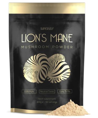 Lion's Mane Mushroom Powder - High Strength Brain Supplement for Focus & Clarity - Easy to Mix - 100% Pure Lions Mane Powder 100g for Coffee & Tea - Full Spectrum High Absorption Beta Glucan Nootropic