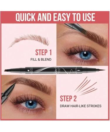 Liquid Eyebrow Pen 3D Microblading Eyebrow Pencil Waterproof Liquid Eyebrow Pen Double Head Liquid Eyebrow Pencil Creates Natural Brows Gray - Buy Online on GoSupps.com