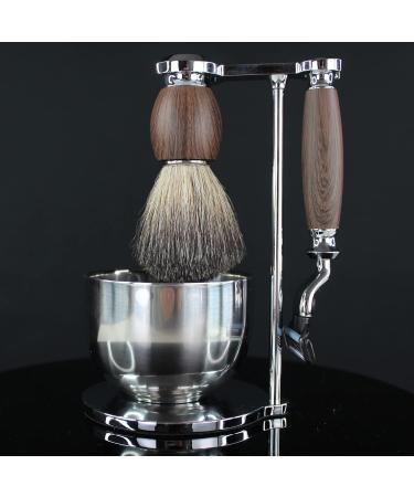 Vintage Shaving Set for Men | Complete Old Style Razor Brush & Stainless Steel Holder - Buy Online on GoSupps.com
