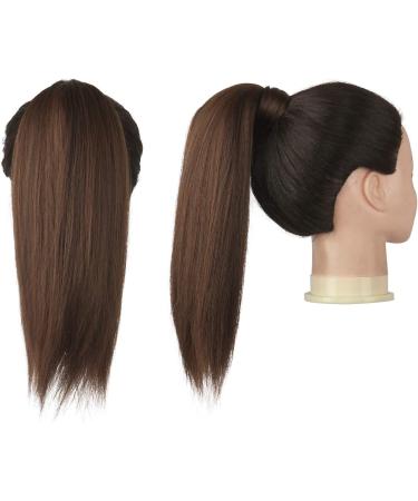 FESHFEN Straight Ponytail Extension 14 Natural Long Synthetic Hair Wrap Around Clip in Ponytail Hairpiece Medium Brown & Light Auburn Mix - Pack of 1 - Buy Online on GoSupps.com
