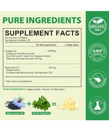  FuzzyUp FuzzyUp Oregano Oil 6000 mg with Black Seed Oil 200 mg 120 Softgels Maximum Strength 165 mg of carvacrocense - Buy Online on GoSupps.com