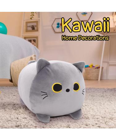 Yamepuia Gray Cat Plush Toy - 40CM | Soft Cat Pillow Toy for Kids | Grey Cat Lumbar Back Plush Toy | Birthday Gift - Buy Online on GoSupps.com