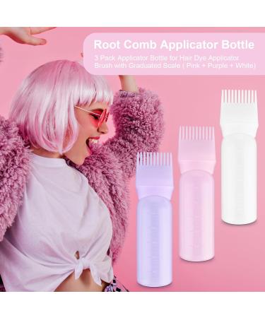3 Pack Root Comb Applicator Bottle 6 Ounce Hair Oil Applicator Bottle for Hair Dye Applicator Brush with Graduated Scale Hairdressing Coloring Bottle Styling Tool - Buy Online on GoSupps.com