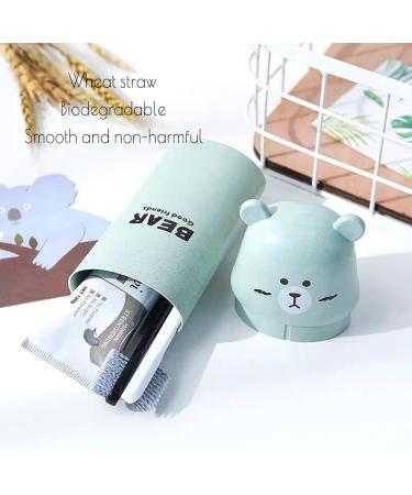 Dbaily Kids Toothbrush Set - 3 Travel Toothbrushes & Case | Waterproof Bear Design for Camping & School - Pink Green Beige - Buy Online on GoSupps.com