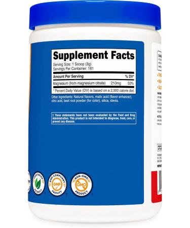 Nutricost Magnesium Citrate Powder Fruit Punch 500g - High-Quality Supplement - Buy Online on GoSupps.com