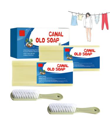 Canal Old Soap With Brush Canal Soap Bar for Stains Magic Soap Bar Stain Remover for Clothes Underwear Soap