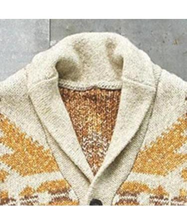 Men's Vintage Argyle Shawl Collar Cardigan - 3X-Large Khaki - Buy Online on GoSupps.com