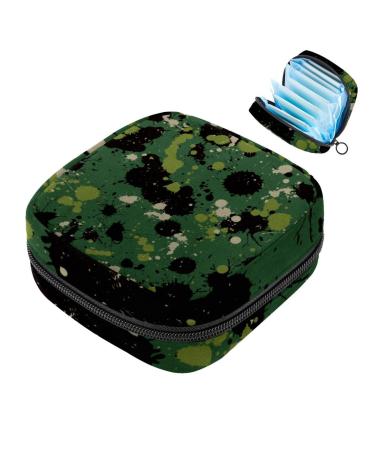 Storage bags for women's bandages dark green black gray graffiti spots portable menstrual inserts panty liners tampons women's bandages storage holder for women school office multicolored 04