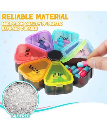 2-Piece Petal Shaped Weekly Pill Organizer - Large Compartments for Fish Oils, Supplements, Medication - Multicolor & Black - Buy Online on GoSupps.com