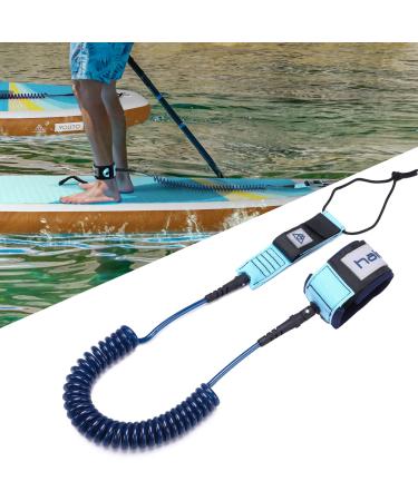 Haimont Premium SUP Leash, Stand Up Paddle Board Surfboard Coil Leash Leg Rope with Adjustable Thigh Ankle Cuff for Paddleboard, Longboard, Shortboard Blue