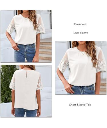 Short Sleeve Blouse Lace Sleeve Blouse Casual Stylish for Women for Shopping (M) White - Buy Online on GoSupps.com