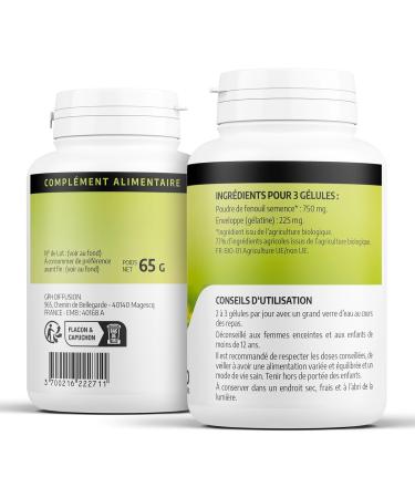 Fennel 250 mg - 200 capsules - Ecocert certified - Buy Online on GoSupps.com