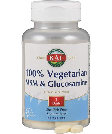 KAL 100% Vegetarian MSM and Glucosamine Tablet 500mg (60 Count) - Joint Support Supplement - Buy Online on GoSupps.com