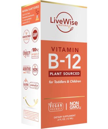 Live Wise Naturals USDA Organic Vitamin B12 Liquid Drops for Kids - Vegan & Non-GMO Supplement for Toddlers and Children | Gluten Free | Low Dose - Buy Online on GoSupps.com