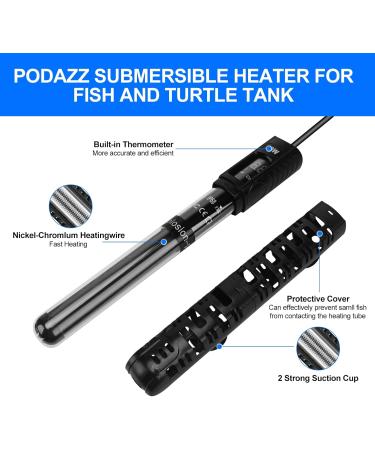 Podazz Aquarium Heater 100W - Immersion Heating for Fish & Turtles Quartz Glass Adjustable Temperature Controller - Buy Online on GoSupps.com