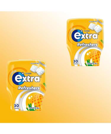 Extra Refreshers Tropical Flavor Sugar free Chewing Gum Bottle 6 x 30 Pack (Tropical) - Buy Online on GoSupps.com