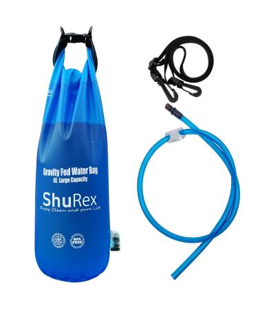 Shurex Gravity-Fed Water Bag for Sawyer Survival Water Filter Straw, 1.5 Gal Large Gravity Water Bladder Compatible with LifeStraw and Other Water Filter Straw, Foldable, BPA-Free (6L)