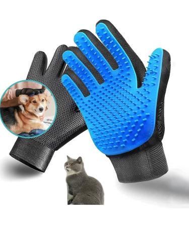 Pet Grooming Glove Pet Brush Glove Deshedding Brush Glove Pet Hair Remover Brush Bath Tool for Pets Grooming Pet Mitt For Dogs Cats & Horses with Long/Short/Curly Hair (Blue) - Buy Online on GoSupps.com