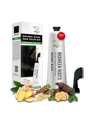 Ammonia-Free Herbal Hair Shampoo - Effectively Covers Gray Hair for Men and Women - Natural Color and Herbal Nourishment - No Stain on Skin - Natural Black (150 ml) Natural Black 7.3 Fl Oz (Pack of 1)