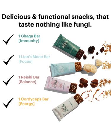 Full Dose Vegan Protein Bars with Functional Mushrooms - Lions Mane, Chaga, Reishi, Cordyceps | Nootropic Adaptogens | Gluten Free Superfoods Protein Bars - Buy Online on GoSupps.com