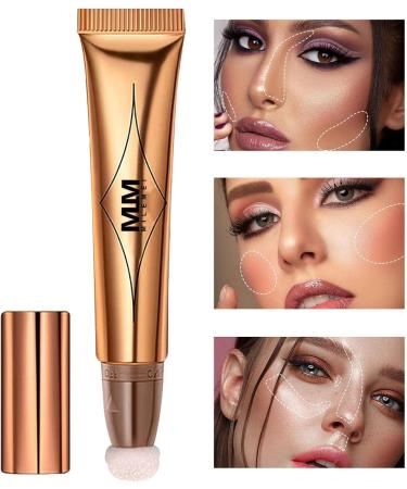 Highlighter Beauty Wand | Shimmer Bronzer Stick with Cushion Applicator - Long Lasting & Smooth Natural Face Makeup Product Easy to Blend Dtt 04 Pear White - Buy Online on GoSupps.com